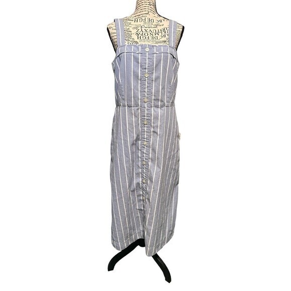 Everlane 12 Blue White‎ Stripe Cotton Apron Tank Dress Casual Beach naut… - Picture 1 of 6